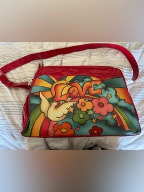 Isabella Fiore Red Baby Love Messenger Bag - Branded Tag Detail